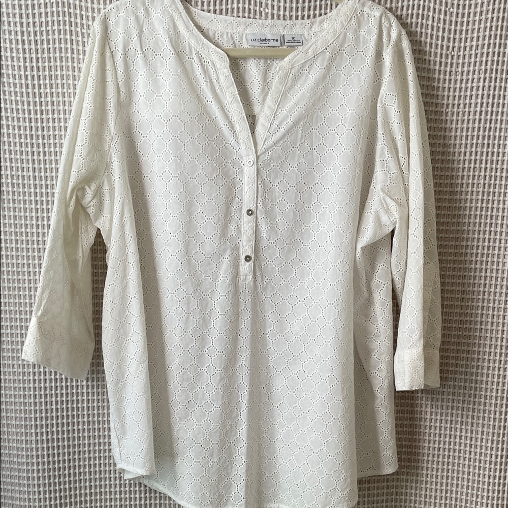 Liz Claiborne Cream Textured Blouse